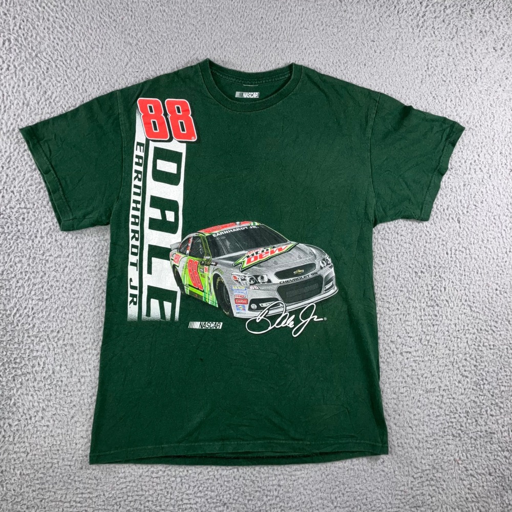 NASCAR T-Shirt Men M Dale Earnhardt Jr 88 Mountain Dew Green Graphic Tee y2k